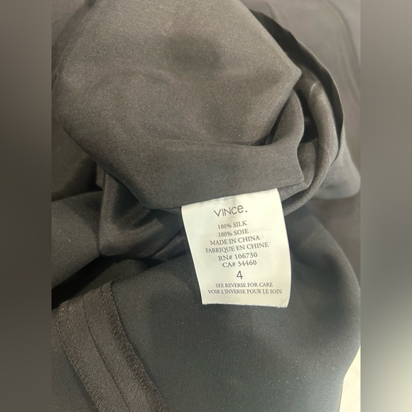 VINCE - Black 100% Silk Sheath Button Down Back Sleeveless Dress Size 4 - Picture 7 of 9